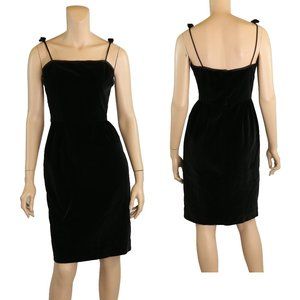 Helen Whiting Vintage 1950s 60s Black Velvet Pencil Cocktail Party Dress sz 11